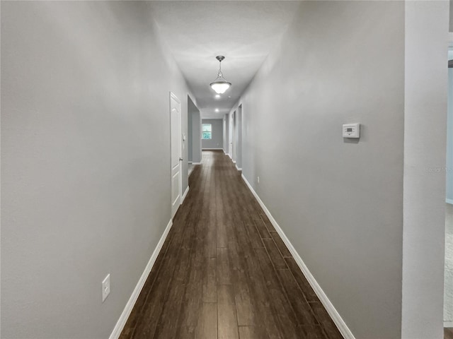 hall with dark hardwood / wood-style flooring