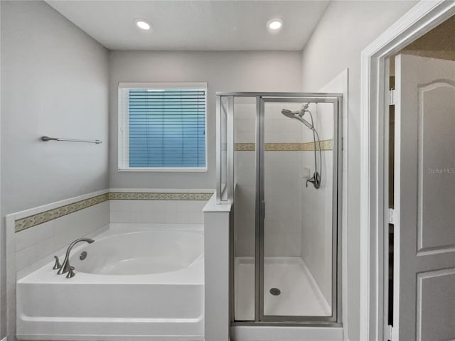 bathroom with plus walk in shower