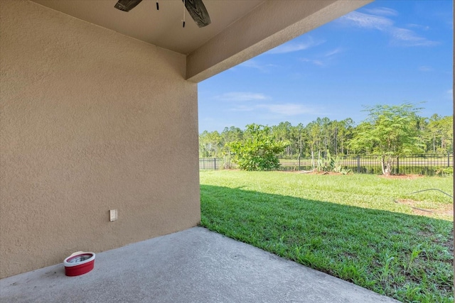 view of patio with ceiling fan