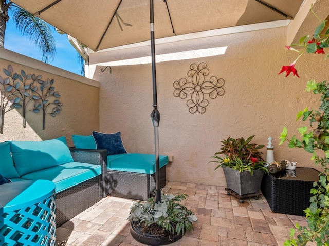 view of patio with an outdoor living space