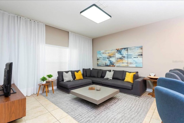 view of tiled living room