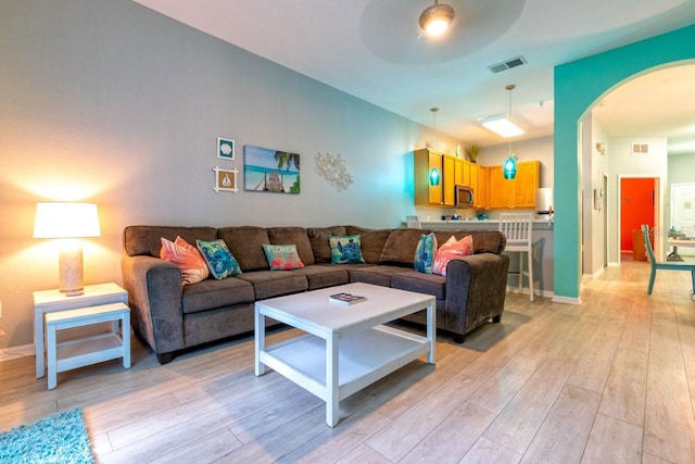 living room featuring light hardwood / wood-style floors