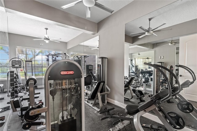 gym with a textured ceiling