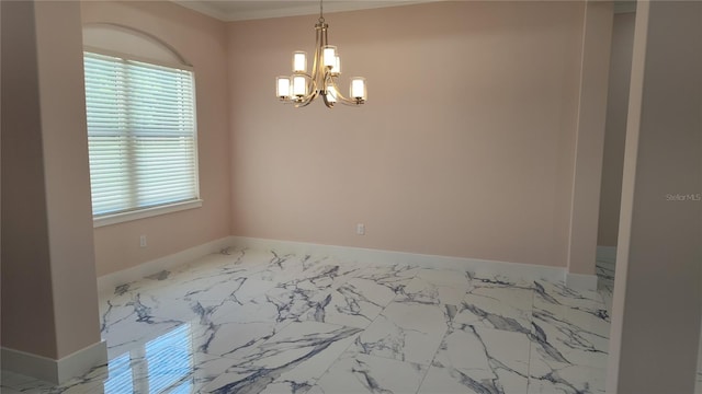 empty room featuring an inviting chandelier