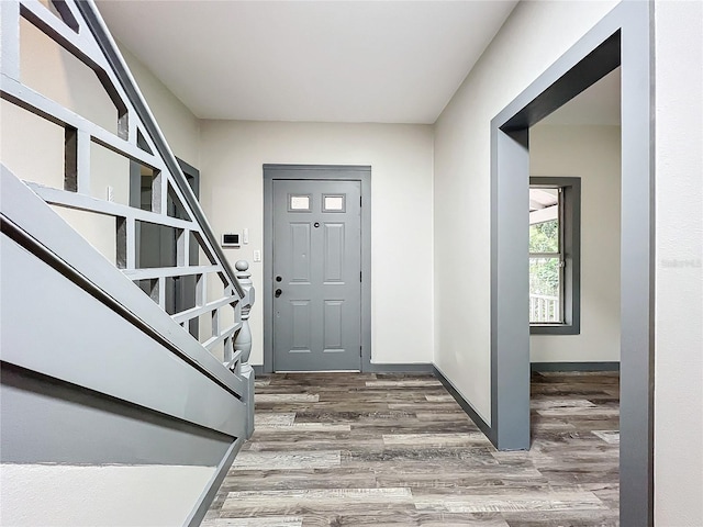 foyer with hardwood / wood-style flooring