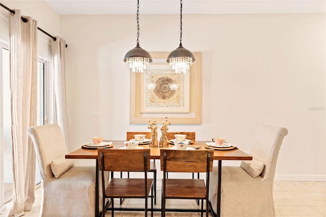 dining room with light tile patterned floors