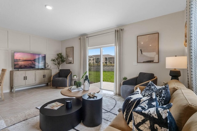 view of tiled living room