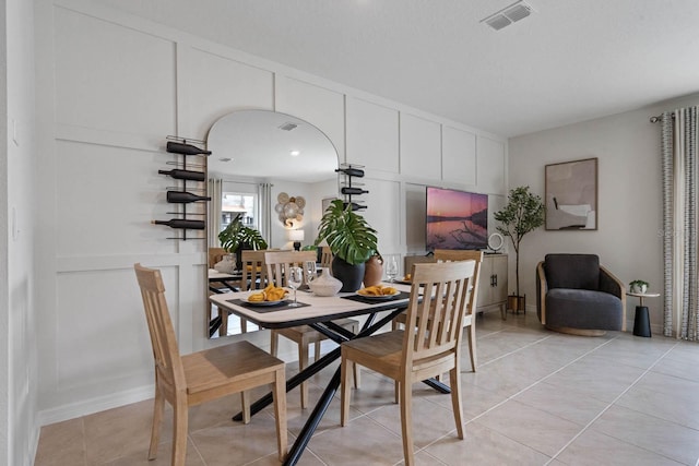 view of tiled dining space