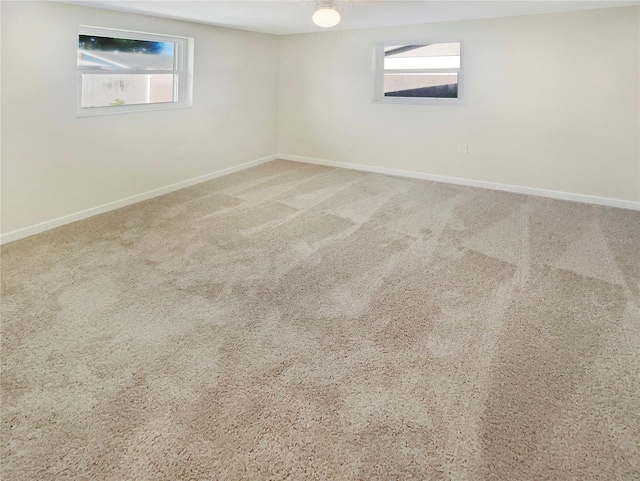 basement with carpet flooring