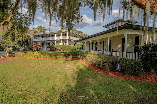 view of yard with a porch