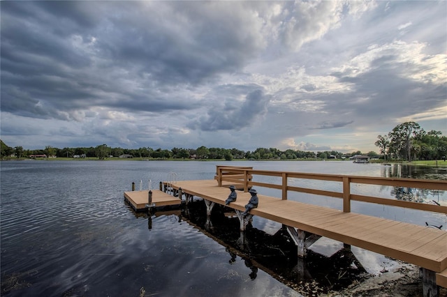 dock area featuring a water view