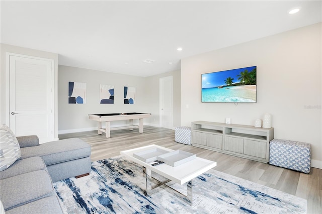 living room featuring light wood-type flooring