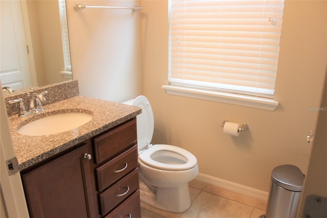 bathroom with tile patterned flooring, toilet, and vanity