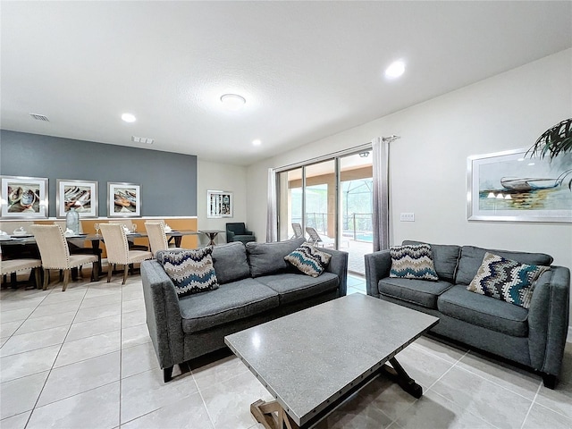 view of tiled living room