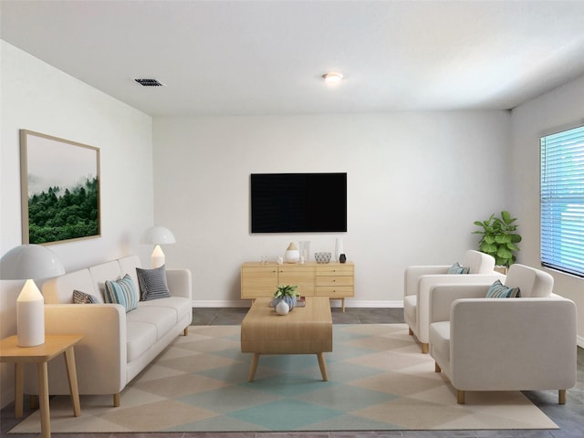 living room with plenty of natural light