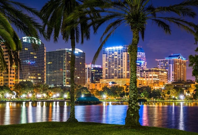 property's view of city with a water view