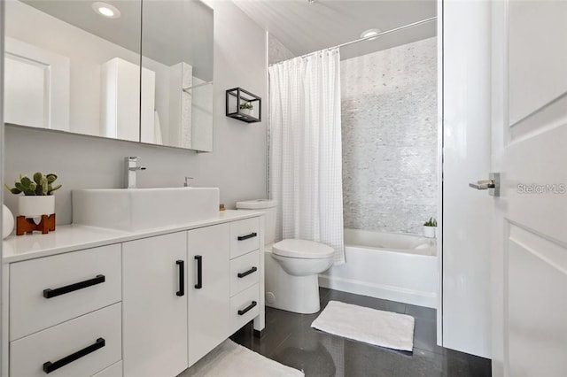 155 S Court Ave Unit 1610, Orlando, FL 32801 - bathroom featuring vanity, shower / bath combination with curtain, and recessed lighting