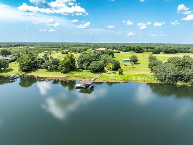 bird's eye view with a water view and a rural view