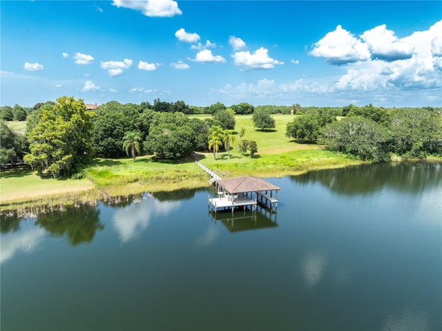 view of dock featuring a water view