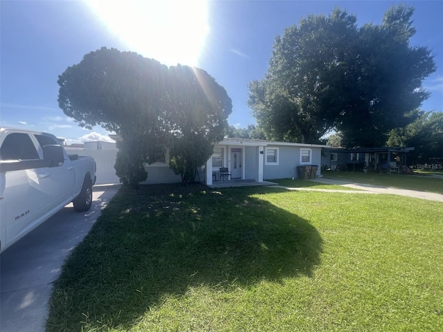 view of front of home with a front yard