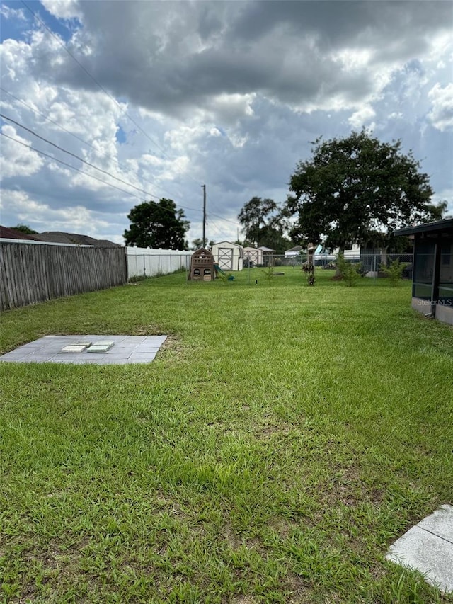 view of yard featuring a fenced backyard