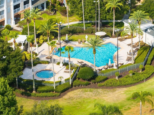 view of swimming pool with a patio area