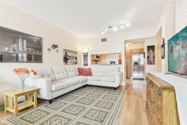 living room with wood-type flooring