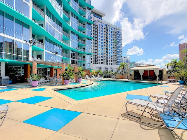 view of pool with a patio