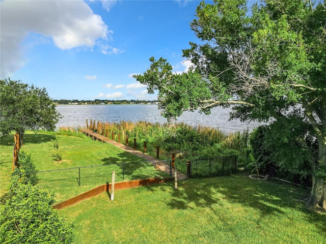 exterior space featuring a water view