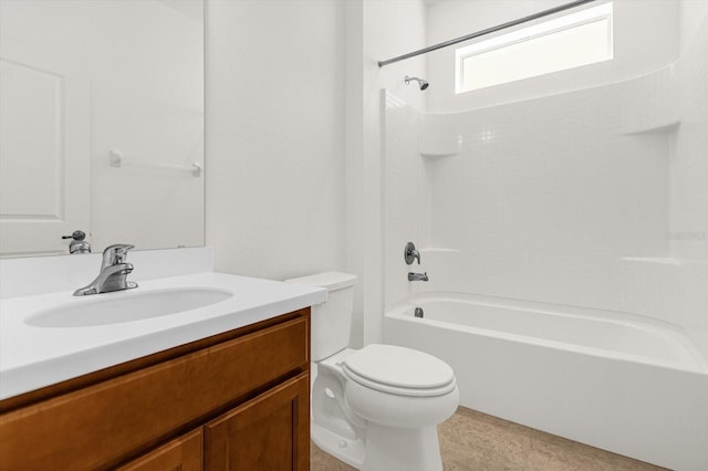 full bathroom with vanity, shower / bathing tub combination, and toilet