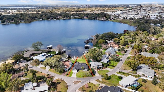 bird's eye view featuring a water view