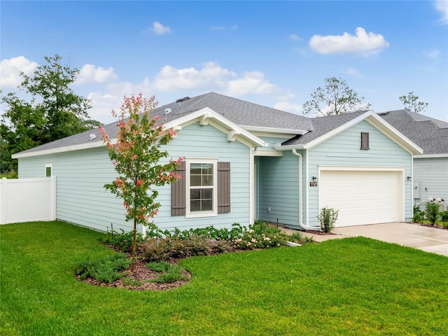 view of front of home featuring a garage and a front yard