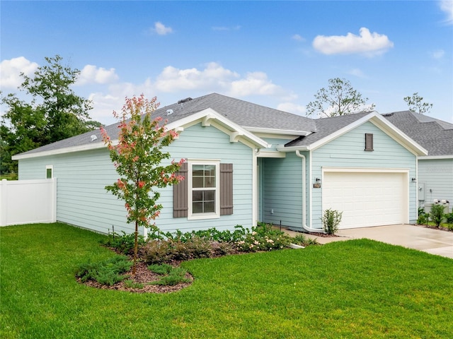 view of front of house featuring a garage and a front yard