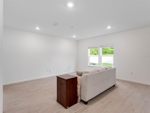 living room featuring light wood-type flooring