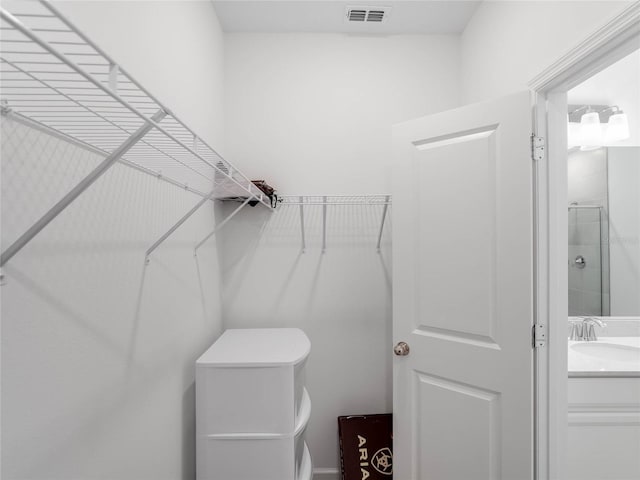 walk in closet featuring sink