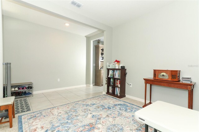 interior space featuring light tile patterned floors