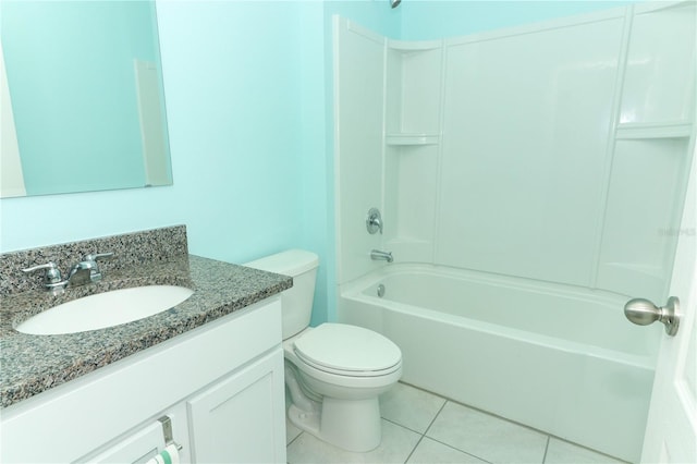 full bathroom with vanity, tile patterned floors, tub / shower combination, and toilet