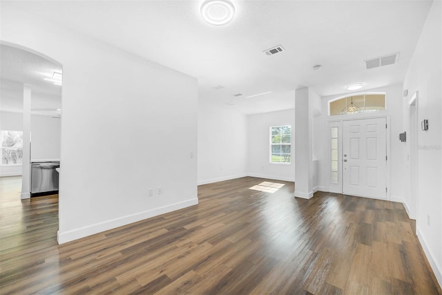 entrance foyer with dark hardwood / wood-style flooring