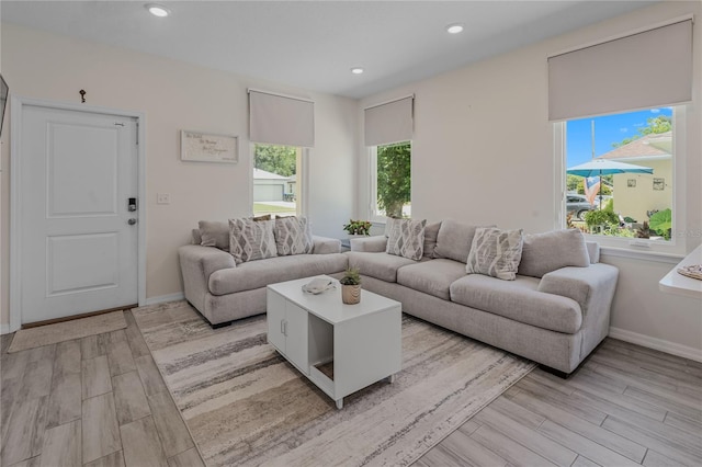 living room featuring light hardwood / wood-style floors