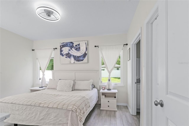 bedroom featuring light hardwood / wood-style flooring