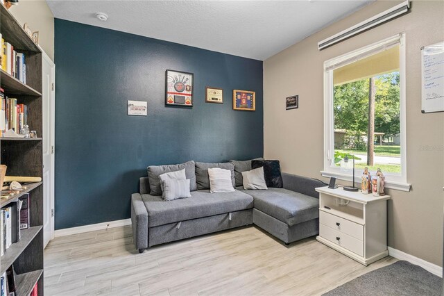 living area featuring light wood-type flooring