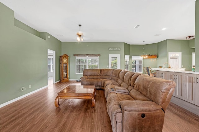 living room featuring light hardwood / wood-style flooring