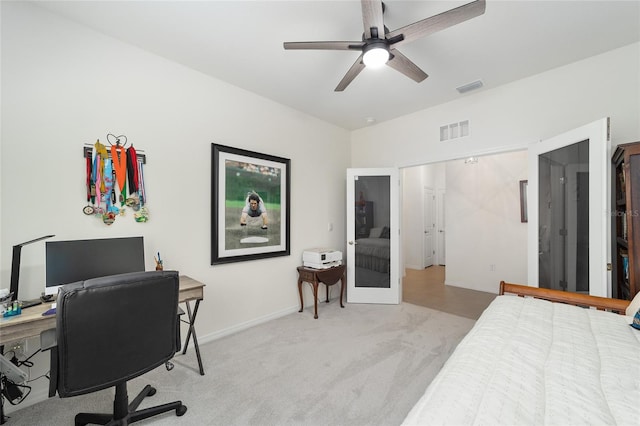 interior space featuring ceiling fan