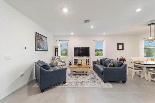 view of tiled living room