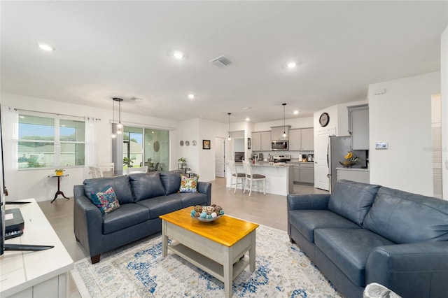 view of tiled living room