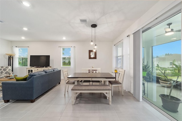 tiled dining area featuring a healthy amount of sunlight