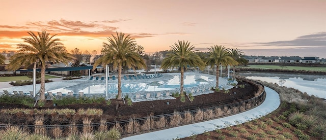 exterior space featuring a water view