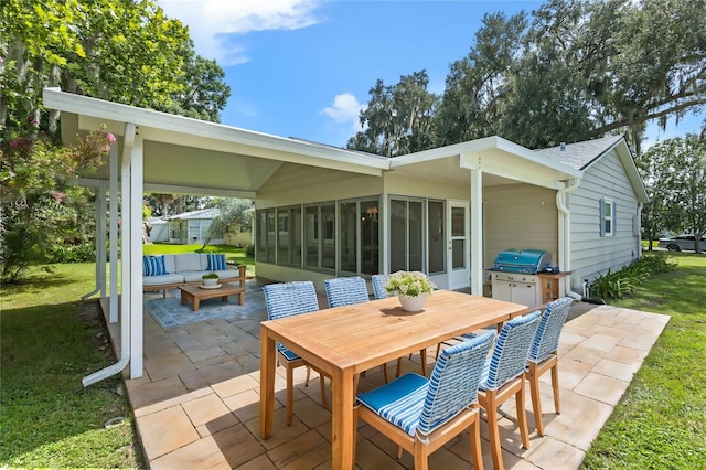 view of patio with an outdoor hangout area