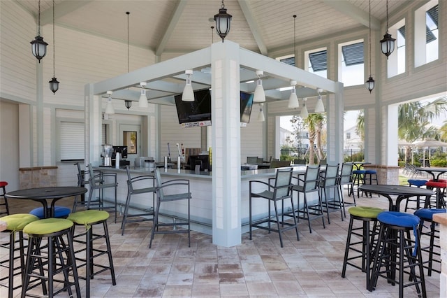 view of patio / terrace with a bar