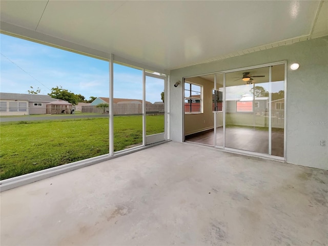 view of unfurnished sunroom